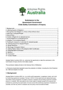 Submission to the Queensland Child Safety Commission of Inquiry